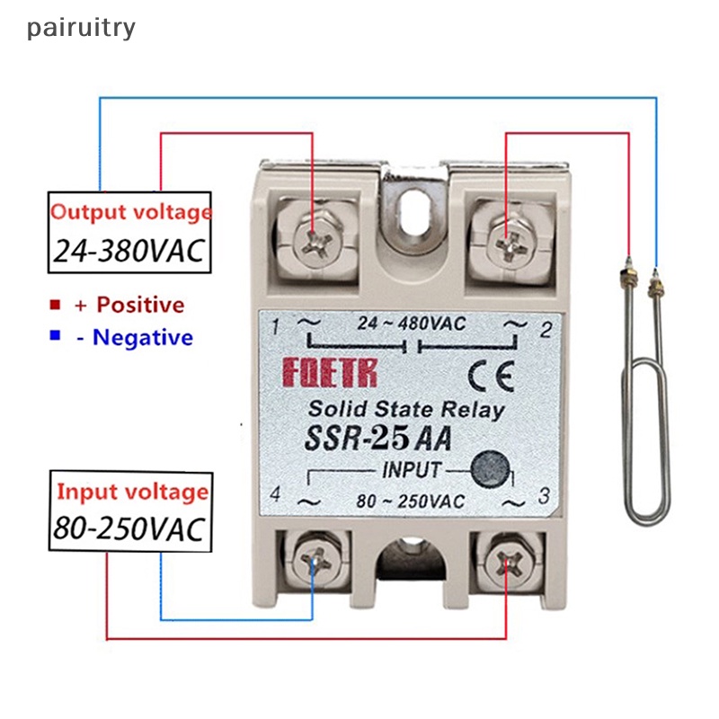 Prt DC Control AC SSR Shell Putih Single Phase Solid State Relay Tanpa Tutup Plastik SSR-25AA SSR-40AA SSR-60AA SSR-100AA Regulator Tegangan PRT