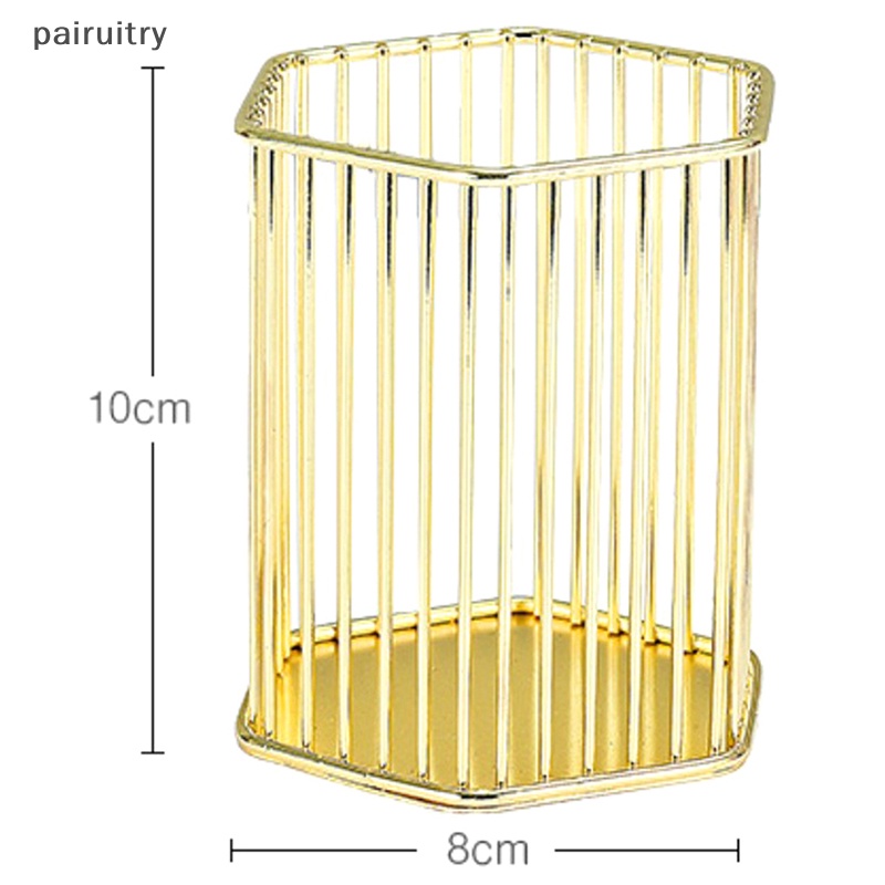 Prt Desktop Tempat Pulpen Kantor Sekolah Tempat Penyimpanan Logam Emas Rose Gold Kotak Meja Pulpen Pensil Organizer Home Decor Makeup Storage PRT