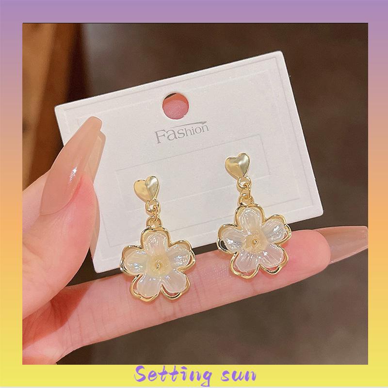 Anting Stud Kristal Bunga Bahan Akrilik Fashion Korea Gaya Untuk Wanita TN