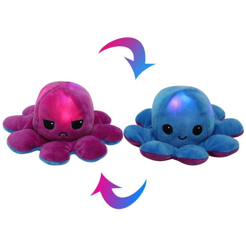 Mainan Boneka Gurita Octopus Plush Boneka Ubur ubur bolak balik berubah expresi/LED