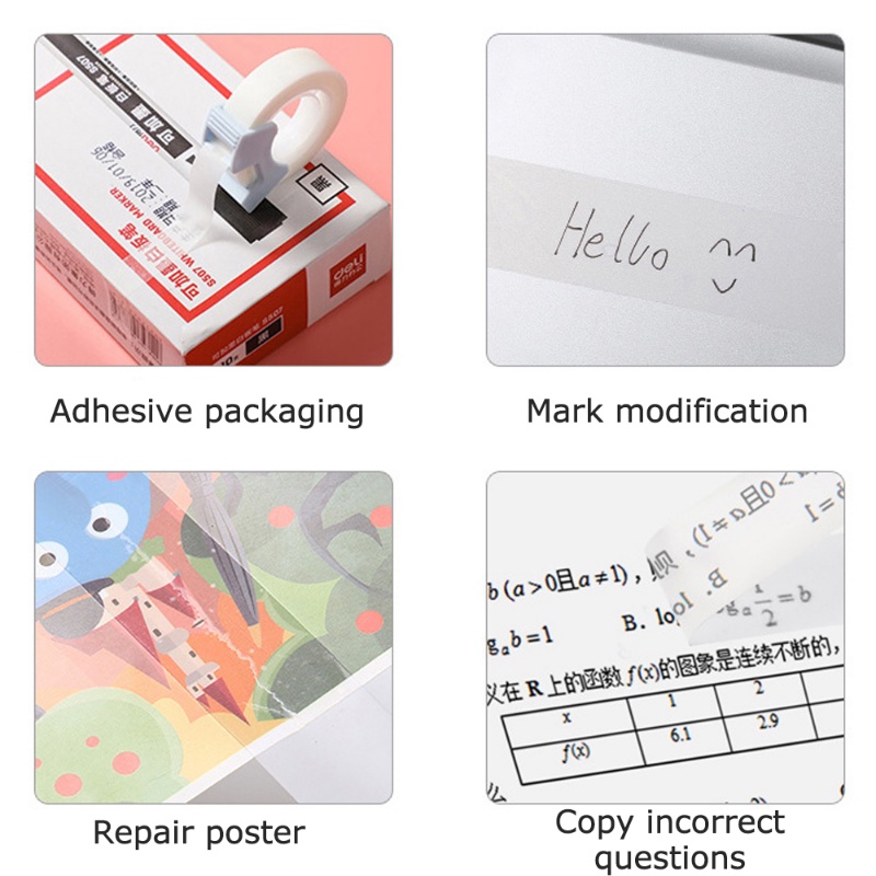 Kaset Koreksi Stiker 10m/Roll Copy Tape Drafting Masking Tape Putih Transparan Washi Tape Perlengkapan Siswa Stationary Invisible Cover Salah Pekerjaan Rumah Tangga Tape Pertanyaan Tempel