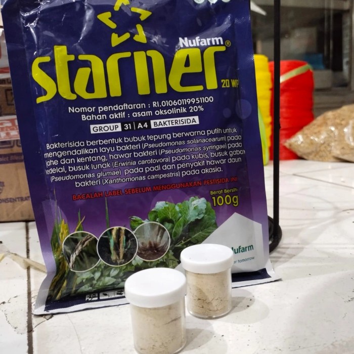 Starner Bakterisida 20 wp repack 5 gram, Starner NuFarm obat layu