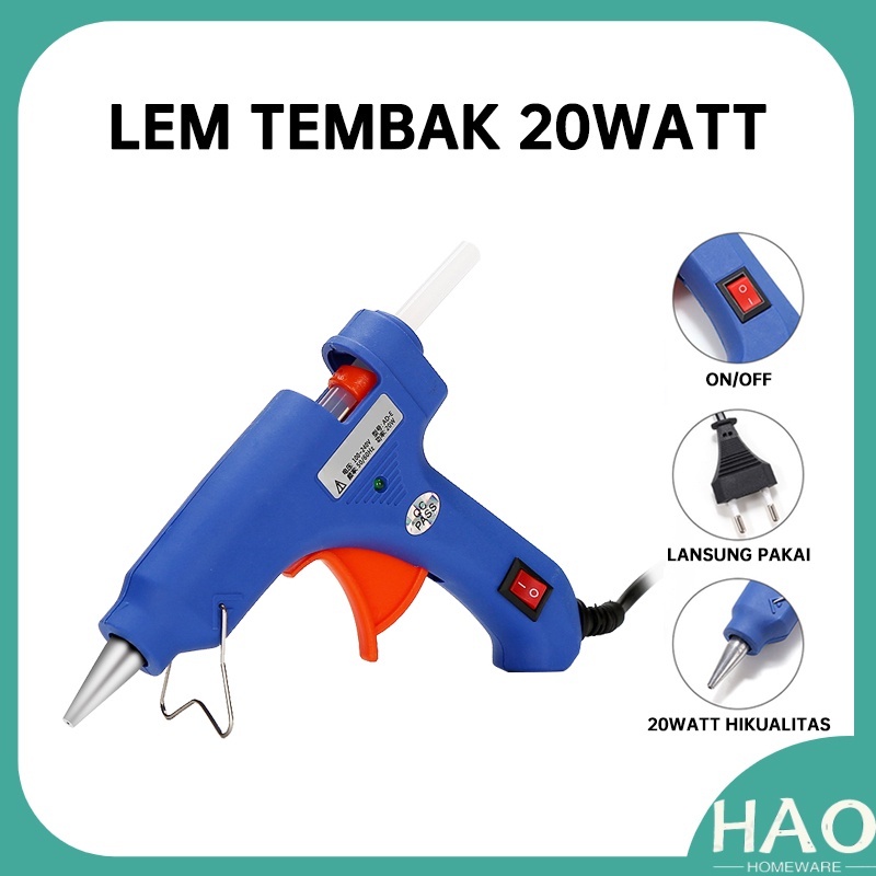 TGM - Lem Tembak BIRU PUTIH ON / OFF / Hot Melt Glue Gun On Off 20 WATT