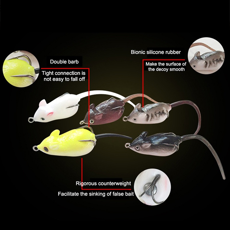 Skid 1pcs Umpan Pancing Manusia Hidup Umpan Tikus Lembut Umpan Buatan Membuat 5.5cm 10g Untuk Snakehead Hooks Fishing Wobblers Bass 3D Mata Sea SKK