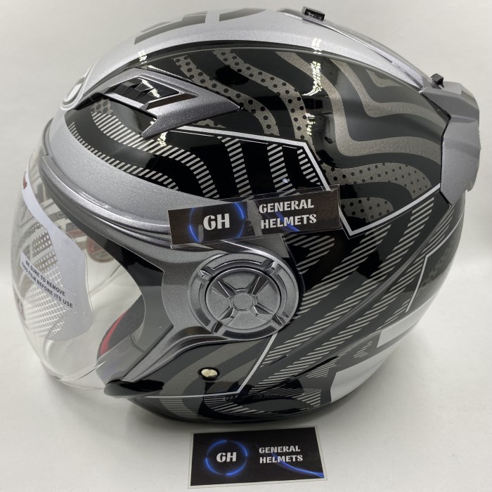 HELM NHK GLADIATOR MOTIF UNITY BLACK SILVER GLOSSY