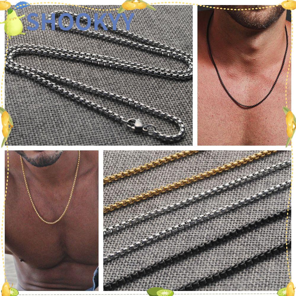 Kalung Pria CHOOKYY Fashion 3mm Gold/ Black/ Silver Titanium Steel