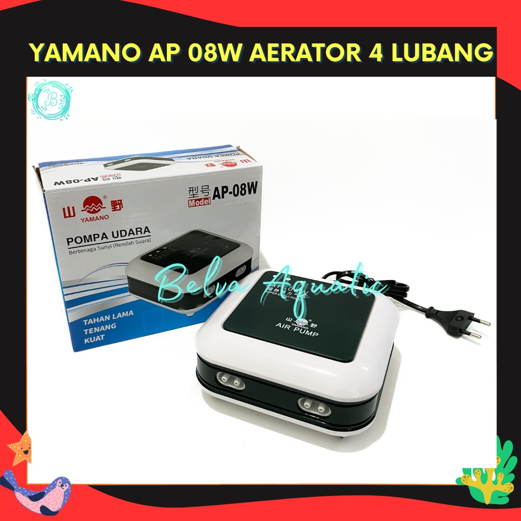 Yamano AP-08W Yamano AP 08W Aerator 4 Lubang Blower Aquarium 4 Lubang Air Pump 4 Lubang Pompa Udara