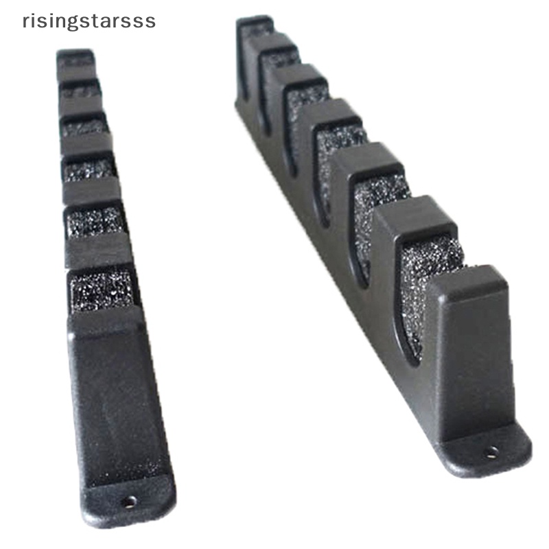 Rsid Span-new Tempat Pancing Stand Kit 6lubang Plastik ABS Hitam Tahan Aus Tahan Lama Horizontal Rak Tiang Dinding Jelly