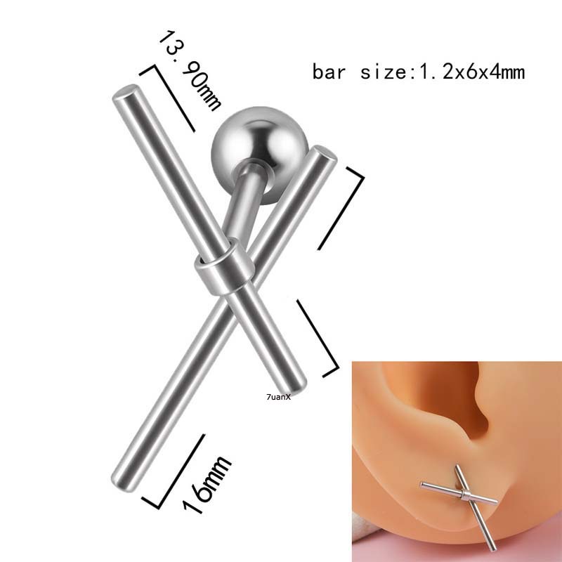 1biji Tragus Garis Tulang Rawan Anting Helix Pinna Lobe Piercing Stailness Steel 16Gauge Barbel