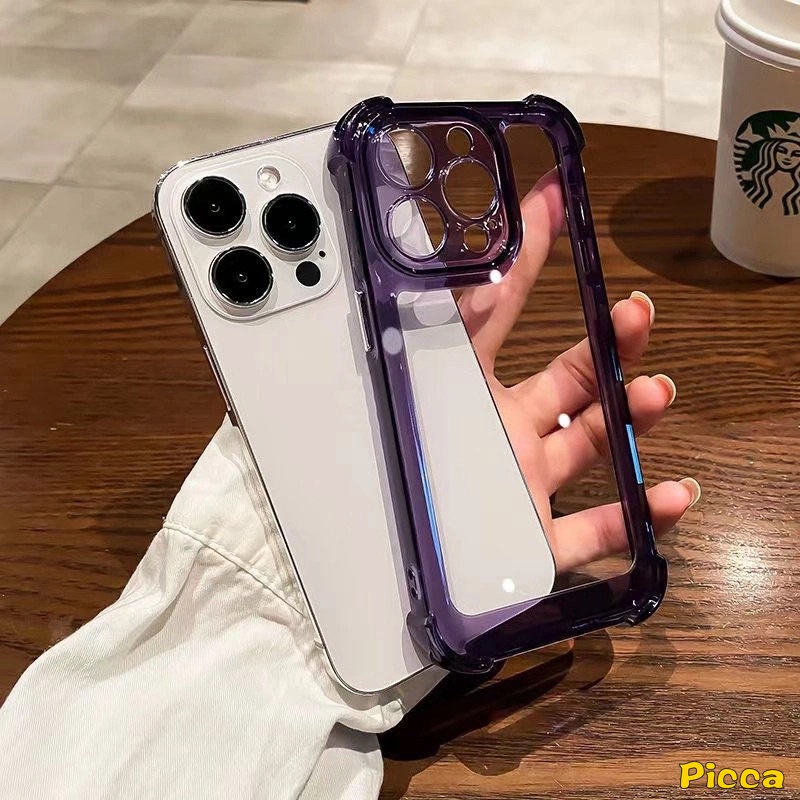 IPHONE Casing Plating Akrilik Shockproof 4sudut Mewah Kompatibel Untuk Iphone7 8 Plus14 11 12 13 Pro MAX XR X XS MAX Electroplated Crystal Soft TPU Shock Tahan Keringat Penutup Belakang