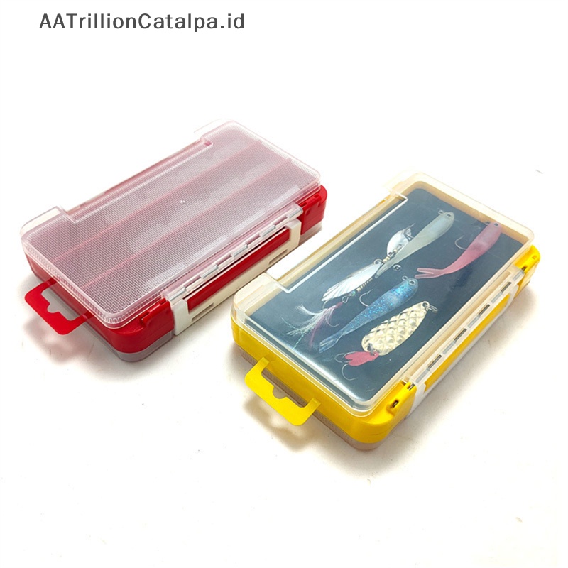 Aatrillioncatalpa Dua Sisi Fishing Tackle Box Lure Umpan Kotak Penyimpanan Case Plastik ID