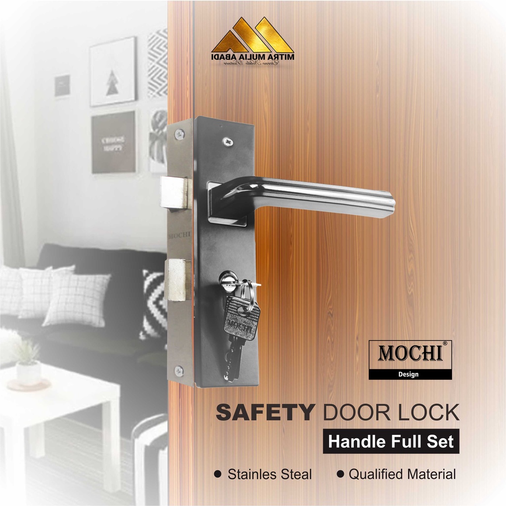 Gagang Kunci Pintu Tanggung 20 cm  l Handel Pintu rumah Full Set MOCHI