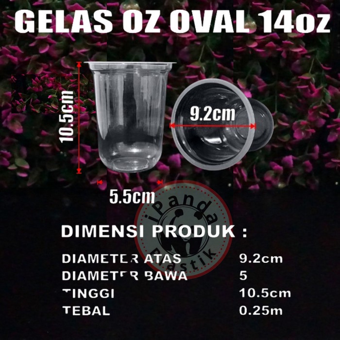 Gelas Oval 14oz Bening Cup Plastik Bulat cup oval 14 oz