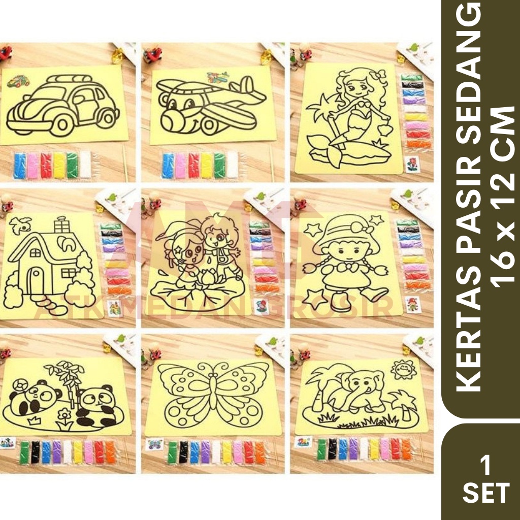 

KERTAS MEWARNAI | LUKISAN PASIR UKURAN SEDANG 16 x 12 CM / PCS