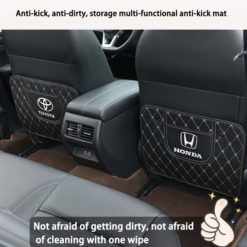 Tikar Anti Tendangan Mobil Kulit PU Auto Seat Back Protector Car Back Seat Organizer Cover Dengan Kantong Penyimpanan Aksesoris Interior