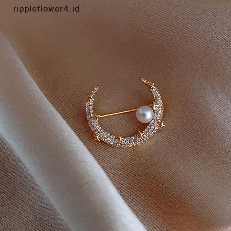 {rippleflower4.id} Bros Bulan Bintang Fashion Perhiasan Setelan Aksesoris Pin Bros Mutiara Untuk Fashion Kantor Pesta Bros Pin Garment Aksesori Pernikahan~