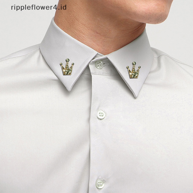 {rippleflower4.id} Bros Mahkota Logam Untuk Wanita Pria Fashion Kristal Cantik Pin Dasi Klip Kerah Dekorasi Hadiah Perhiasan Natal Tahun Baru~