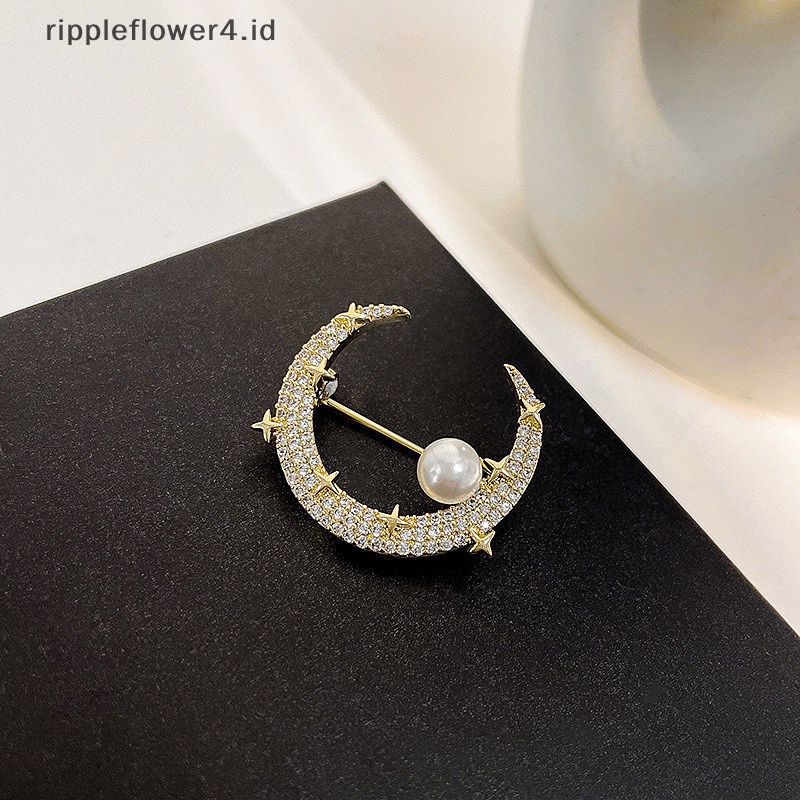 {rippleflower4.id} Bros Bulan Bintang Fashion Perhiasan Setelan Aksesoris Pin Bros Mutiara Untuk Fashion Kantor Pesta Bros Pin Garment Aksesori Pernikahan~