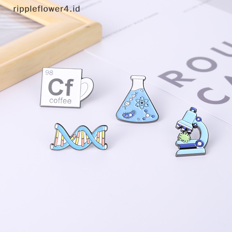 {rippleflower4.id} 1pc Mikroskop Beaker DNA Alat Percobaan Hayati Logam Bros Lencana~