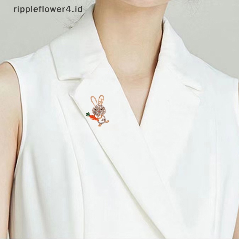 {rippleflower4.id} Bros Kelinci Lucu Untuk Wanita Kartun Hewan Bunny Lapel Pin Enamel Badge Tas Topi Dekorasi Korsase Cardigan Perhiasan Hadiah~