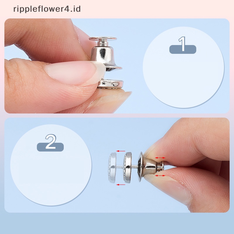 {rippleflower4.id} 1set DIY Invisible Adjust Button Metal Jeans Waist Removable Buckle Waist Button~