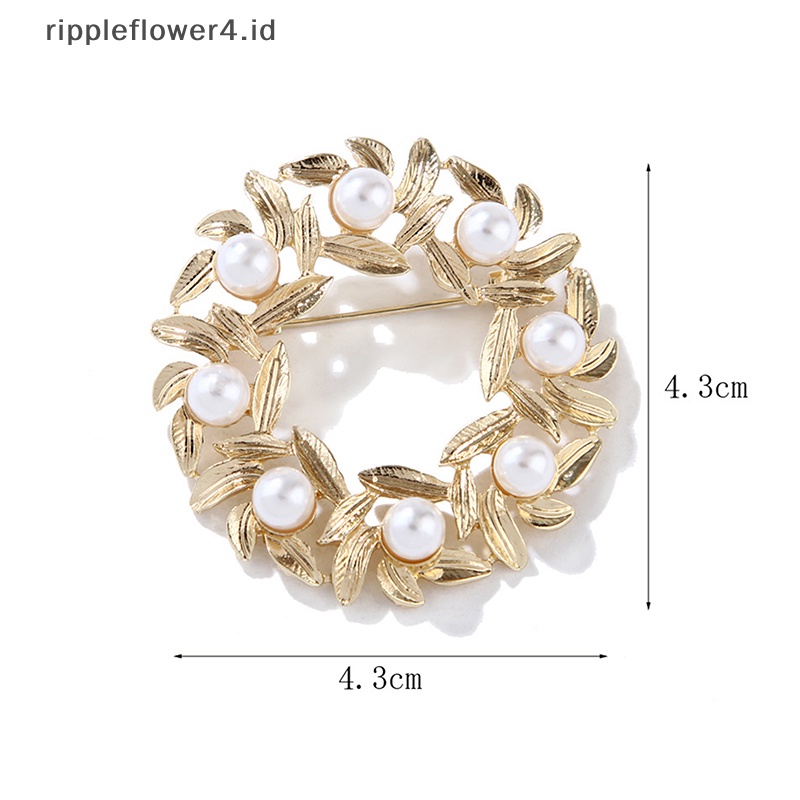 {rippleflower4.id} Fashion Mutiara Bros Pin Wanita Perhiasan Perjamuan Pesta Bros Aksesoris~