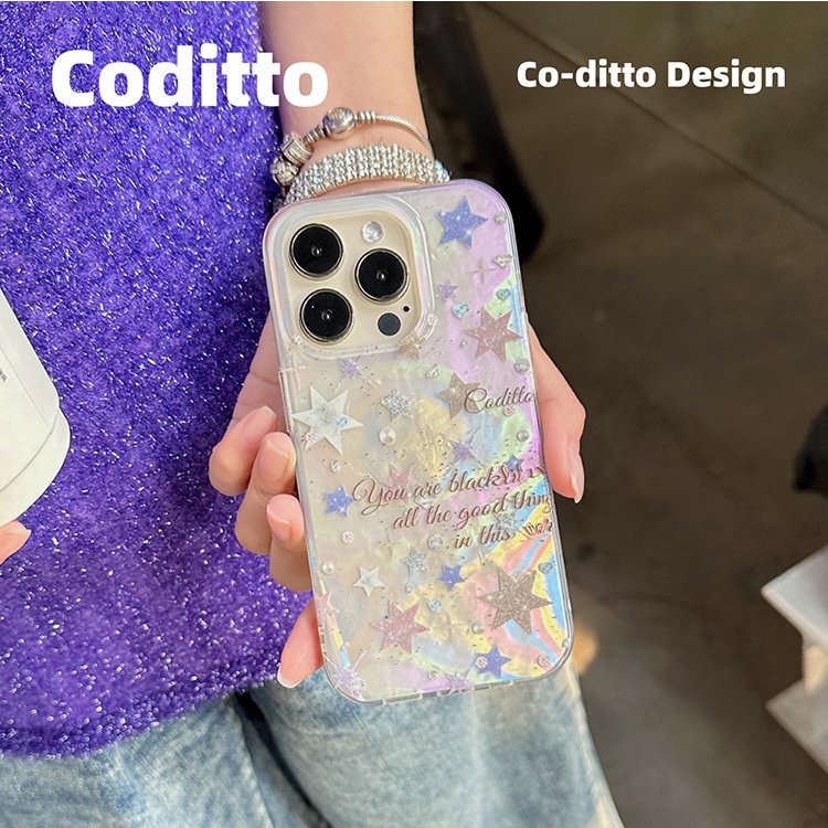 Ins Gaya Bintang Cocok Untuk iPhone 14 Pro Max Casing Ponsel iPhone Dua Lapis Pola Dicetak Kompatibel Dengan Iphone13 13pro 13prm iPhone 11 11pro 14plus 12Pro Max Shockproof TPU Phone Case