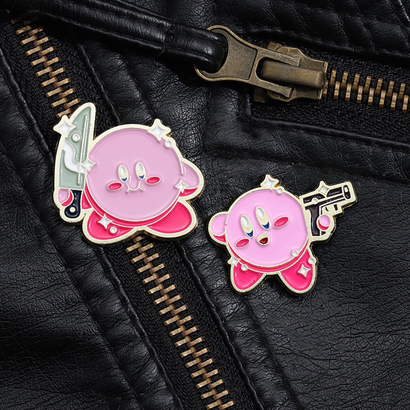 Bintang Kirby Bros Alloy Jepang Lapel Pin Lucu Anime Pasangan Lencana Kartun Tas Aksesoris