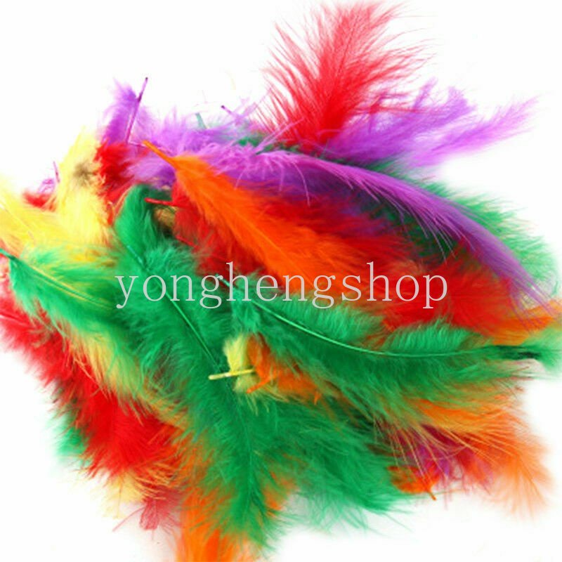 100pcs/set Marabou Turki Bulu Bobo Bola Balon Dekorasi DIY Craft Colorful Feather Untuk Membuat Perhiasan Carnaval Clothes Assesoires Dream Catcher Making Tool