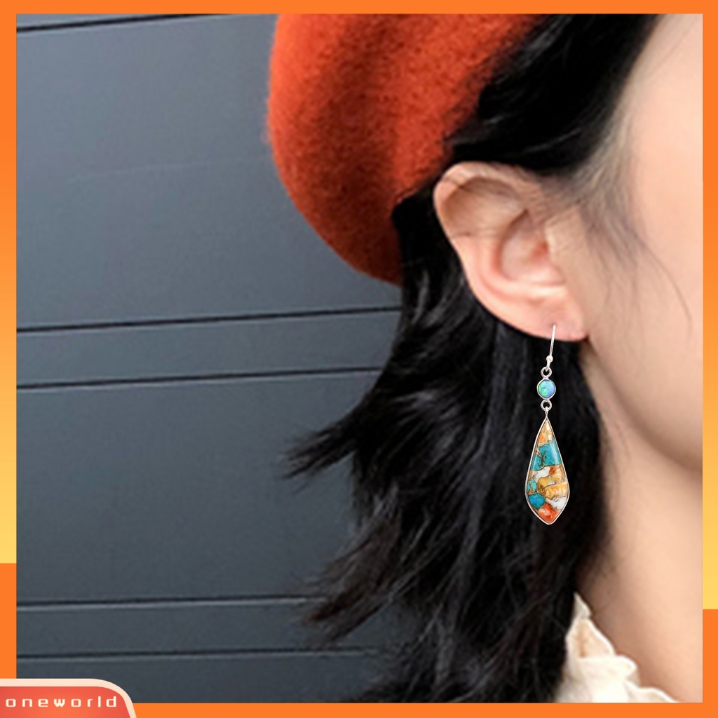 [WOD] 1pasang Anting Menjuntai Wanita Gaya Retro Glossy Anting Drop Metal Cantik Trendy Untuk Lady