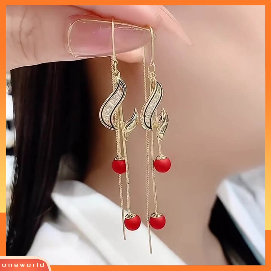 [WOD] 1pasang Anting Drop Perhiasan Mutiara Imitasi Panjang Gaya Korea Temperamen Anting Garis Telinga Untuk Perjamuan