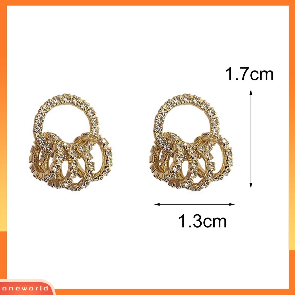 [WOD] 1pasang Indah Menawan Wanita Anting Hadiah Berlian Imitasi Bersinar Lingkaran Stud Earrings Perhiasan Aksesori