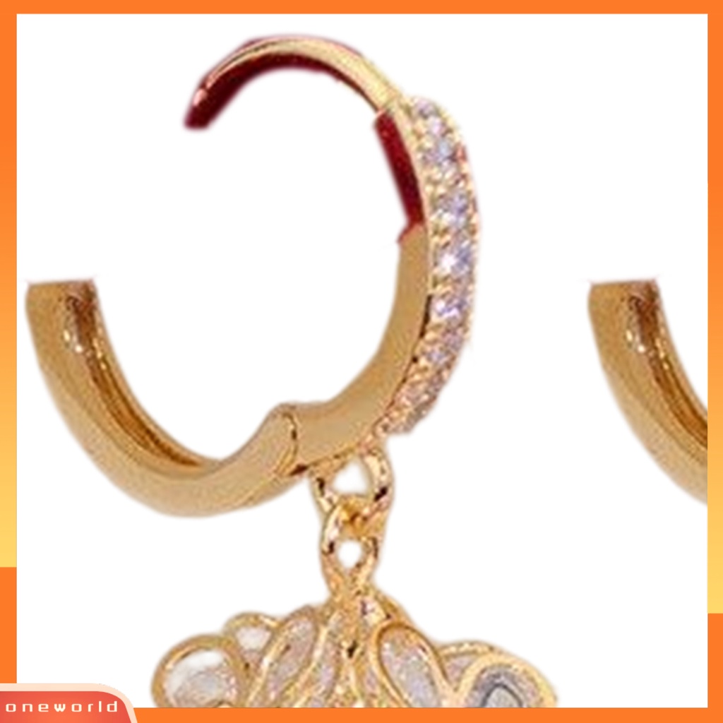 [WOD] 1pasang Menjuntai Anting Berlian Imitasi Mengkilap Inlay Mutiara Imitasi Liontin Gaun Elegan Paduan Perhiasan Wanita Bunga Hoop Drop Earrings Perhiasan Pesta Pernikahan