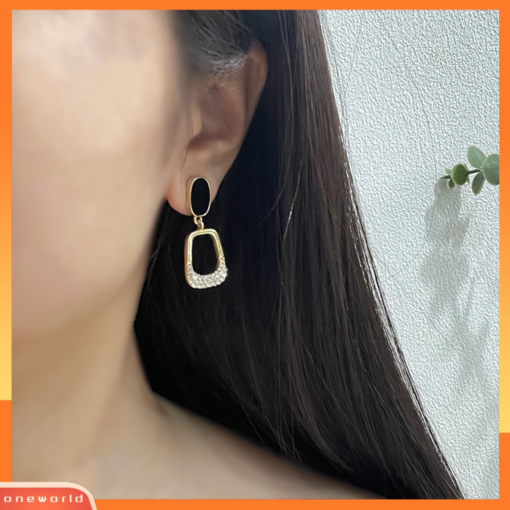 [WOD] 1pasang Anting Wanita Perhiasan Berlian Imitasi Persegi Gaya Korea Geometris Menjuntai Earrings Untuk Pesta Cocktail