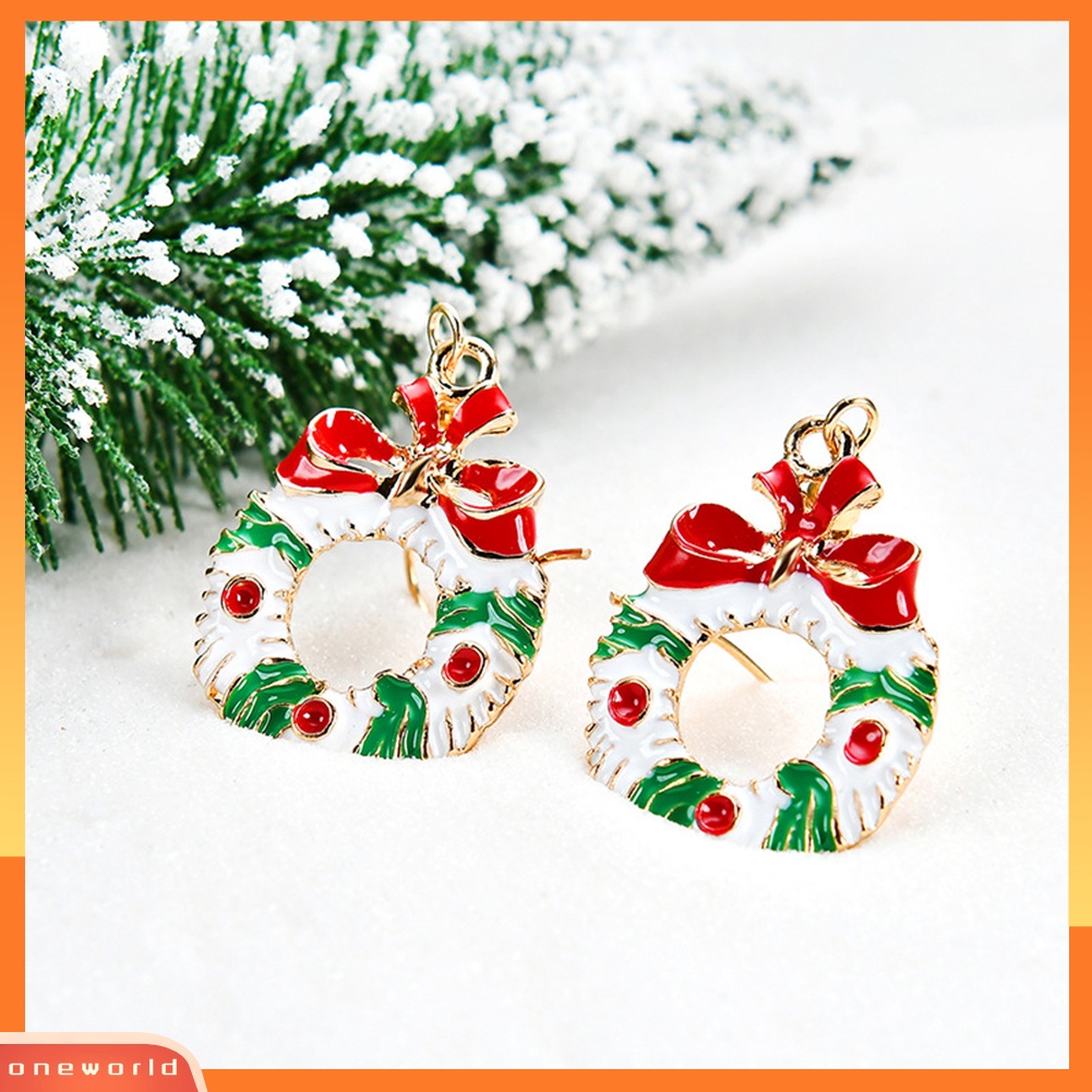 [WOD] 6pasang Santa Claus Snowflake Jingle Bell Ear Hook Wanita Anting Xmas Perhiasan