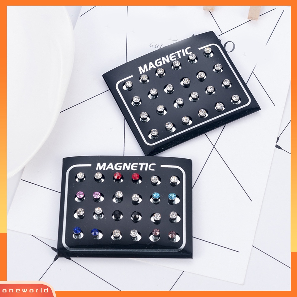 [WOD] 12pasang /Set Unisex Berlian Imitasi Bertatahkan ic Stud Earrings Non Piercing Jewelry