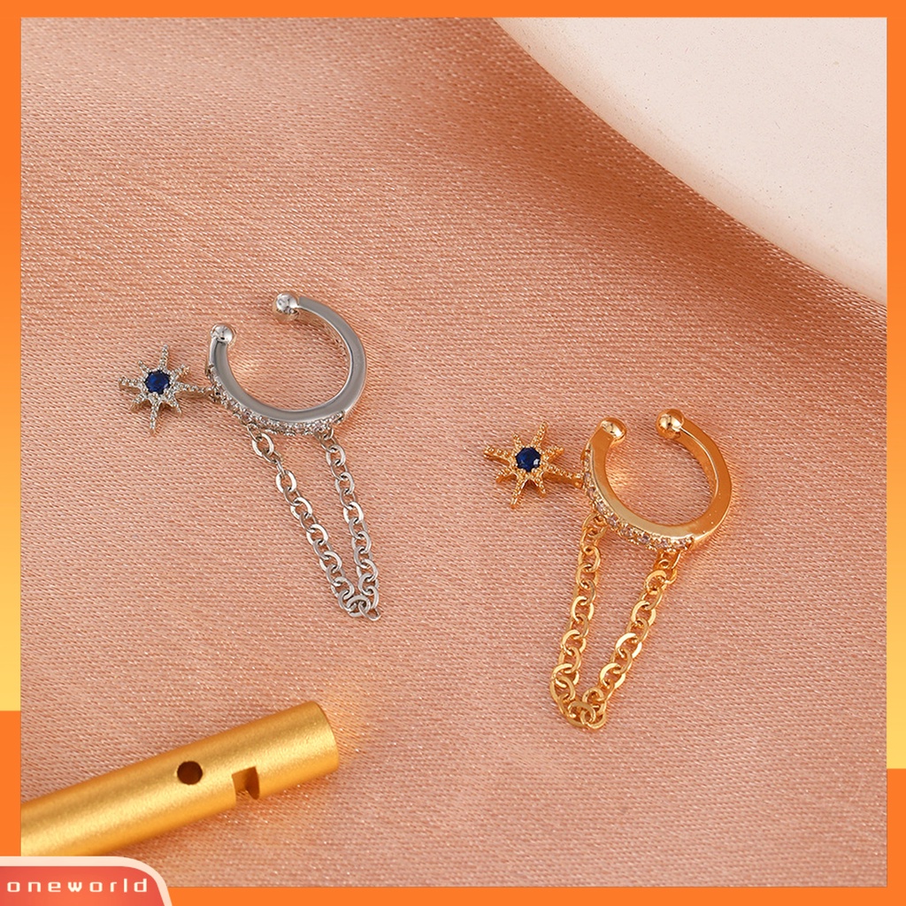 [WOD] 1pc Klip Telinga Pengerjaan Indah Non-Piercing Tembaga Telinga Manset Fashion Anting Rumbai Untuk Pesta