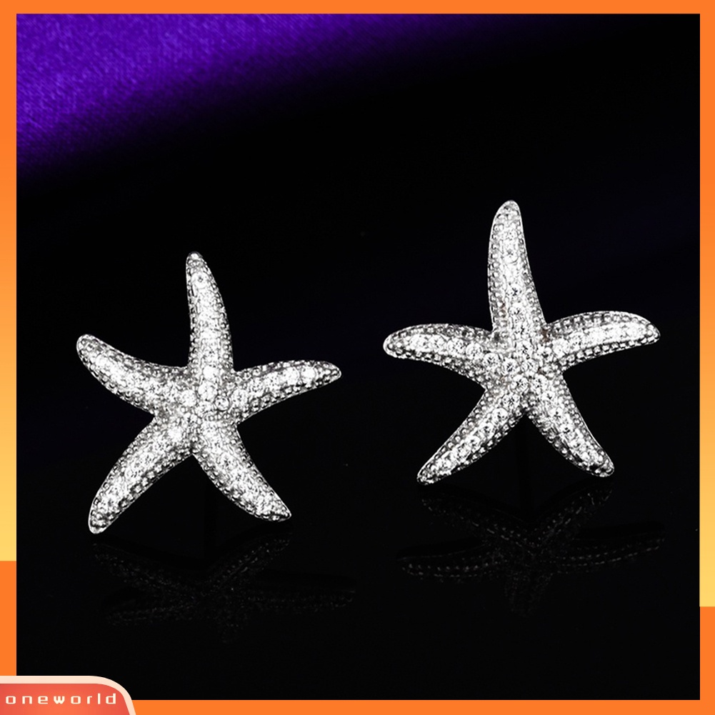 [WOD] Trendi Bintang Laut Cubic Zirconia Ear Studs Earrings Wanita Perjamuan Perhiasan Hadiah