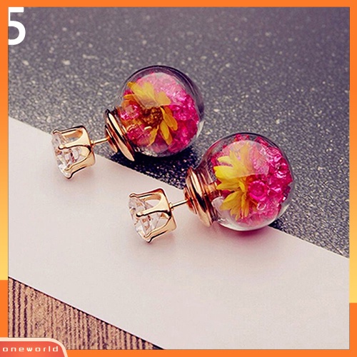 [WOD] 1pasang Fashion Wanita Lady Elegan Bunga Berlian Imitasi Ear Stud Earrings Jewelry