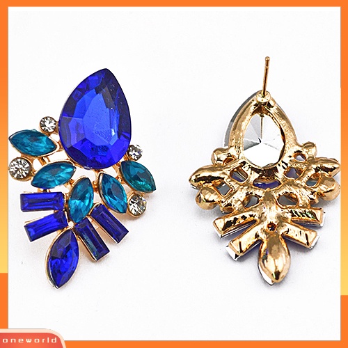 [WOD] Fashion Wanita Berlapis Emas Tetesan Air Berlian Imitasi Eardrops Ear Studs Earrings