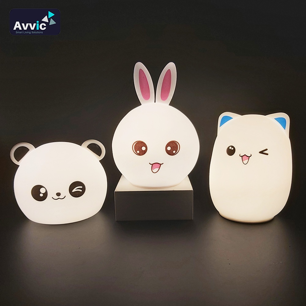 AVVIC Lampu Tidur Karakter Silikon Silicone Lamp LED RGB Night Light Rechargeable Pat Sensor