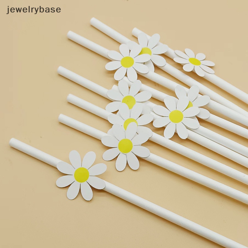 [jewelrybase] 30 Pcs Bunga Daisy Manis Sekali Pakai Sedotan Kertas Bar Minum Sedotan Pesta Butik