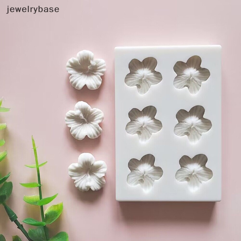 [jewelrybase] 1pc 6rongga 3D Lima Kelopak Bunga Cetakan Silikon DIY Dekorasi Kue Cetakan Butik