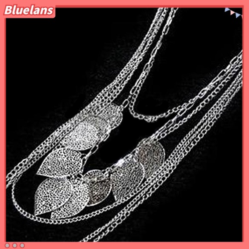 [BLS] Wanita Multi-layer Kalung Bohemia Liontin Daun Sweater Panjang Rantai Perhiasan