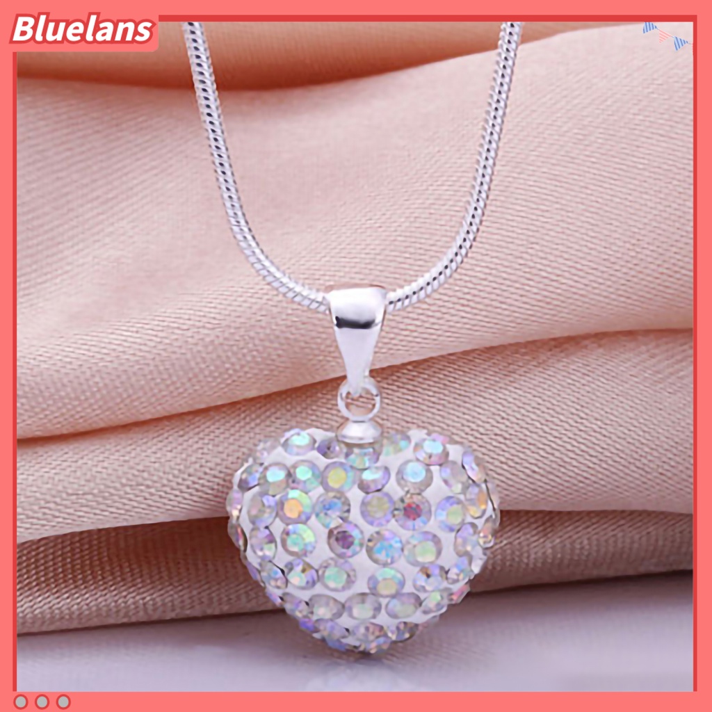 [BLS] Wanita Kalung Berlian Imitasi Hias Cinta Hati Liontin Alloy Rantai Kalung Perhiasan Untuk Pesta