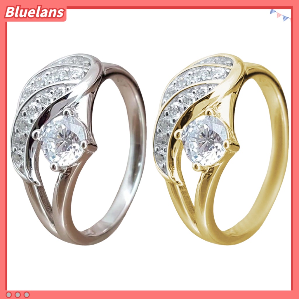 [BLS] Lady Ring Cubic Zirconic Hias Bulat Alloy Bentuk Sayap Cincin Pernikahan Untuk Lamaran