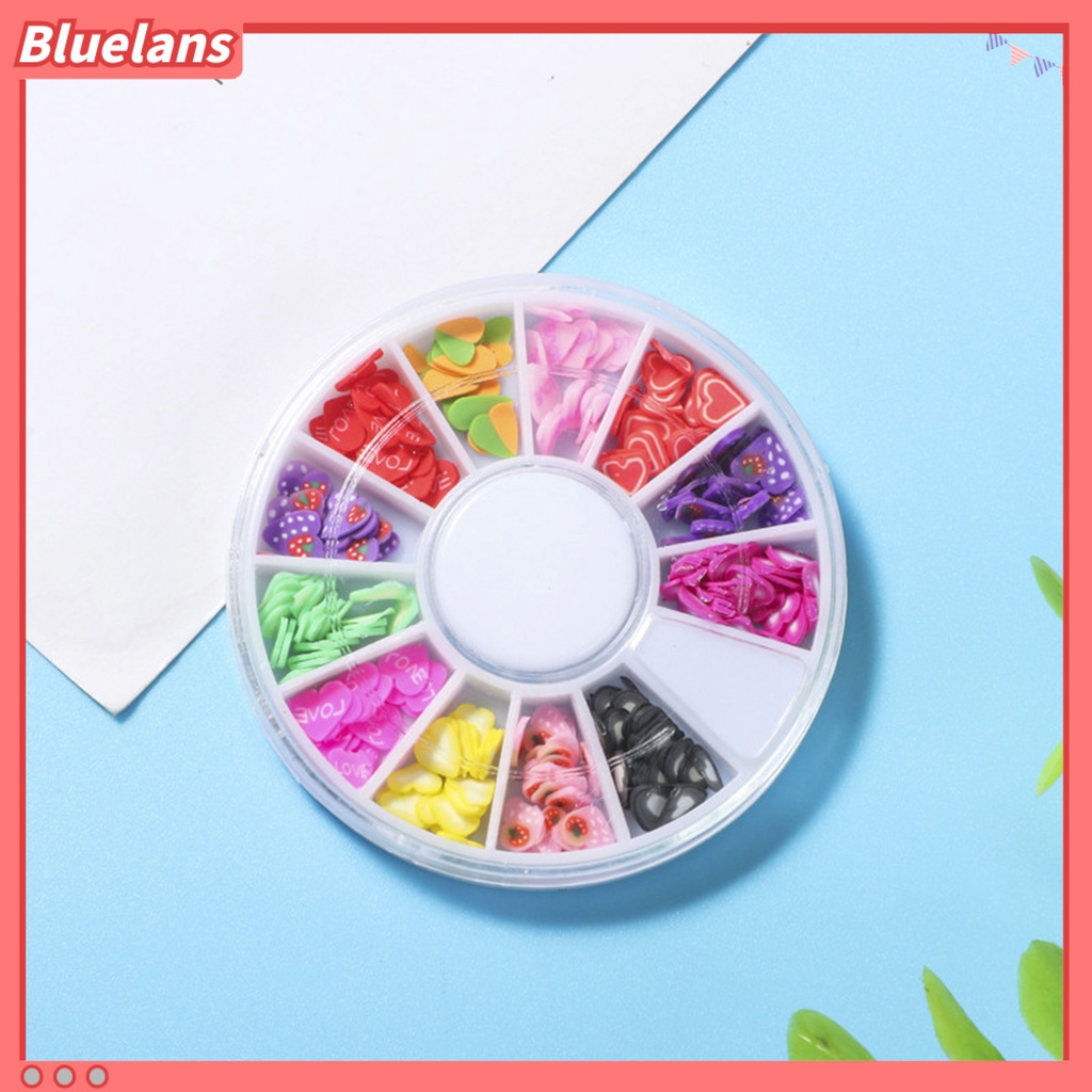 [BLM] 1kotak Irisan Kuku Bentuk Buah Bunga Efek 3D Ultra Tipis Polymer Mixed Nail Art Slime DIY Charms Untuk Perempuan