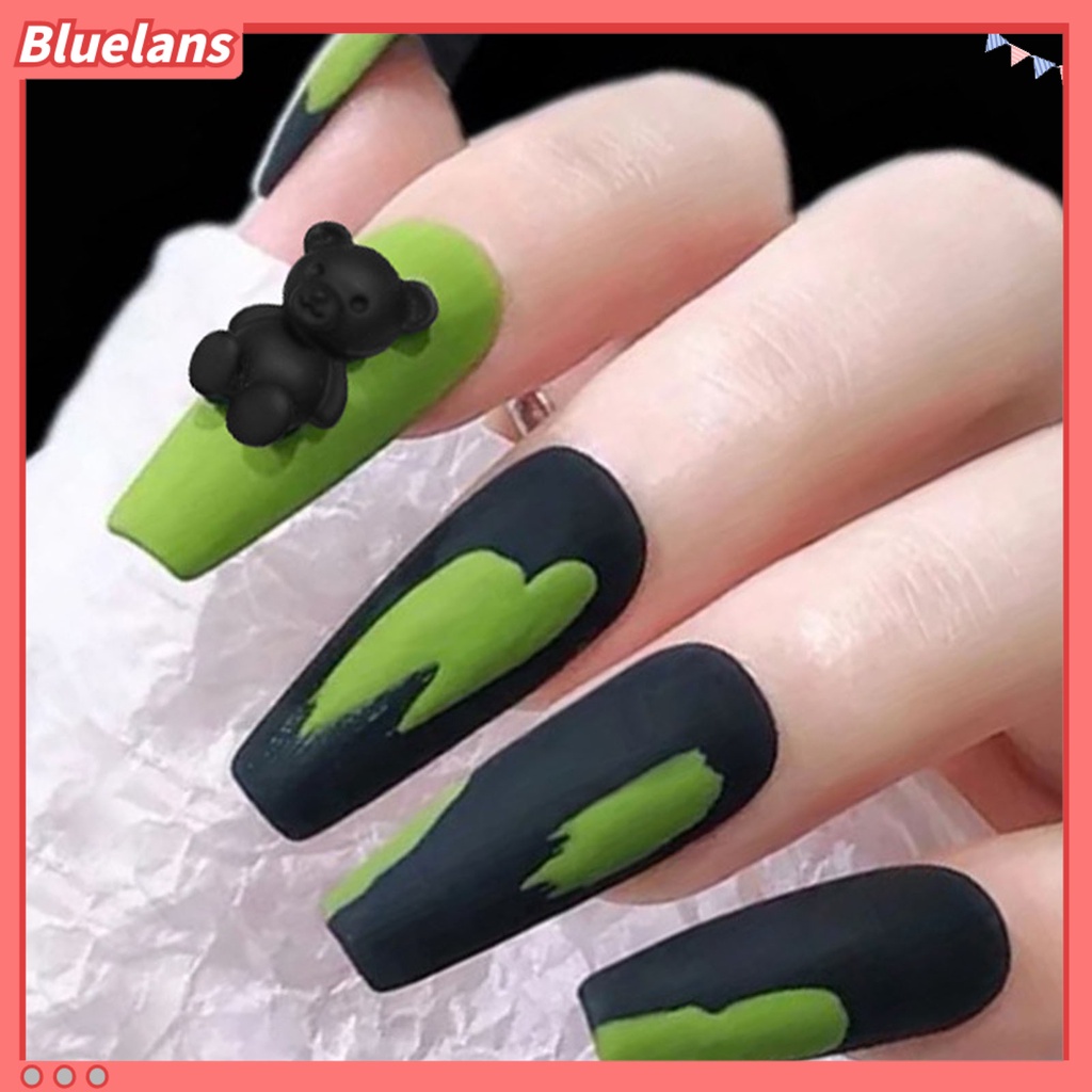 [BLM] 10pcs /Set Hiasan Kuku Permukaan Buram Efek 3D Ringan Lucu Kartun Beruang Nail Art Dekorasi Untuk Perempuan