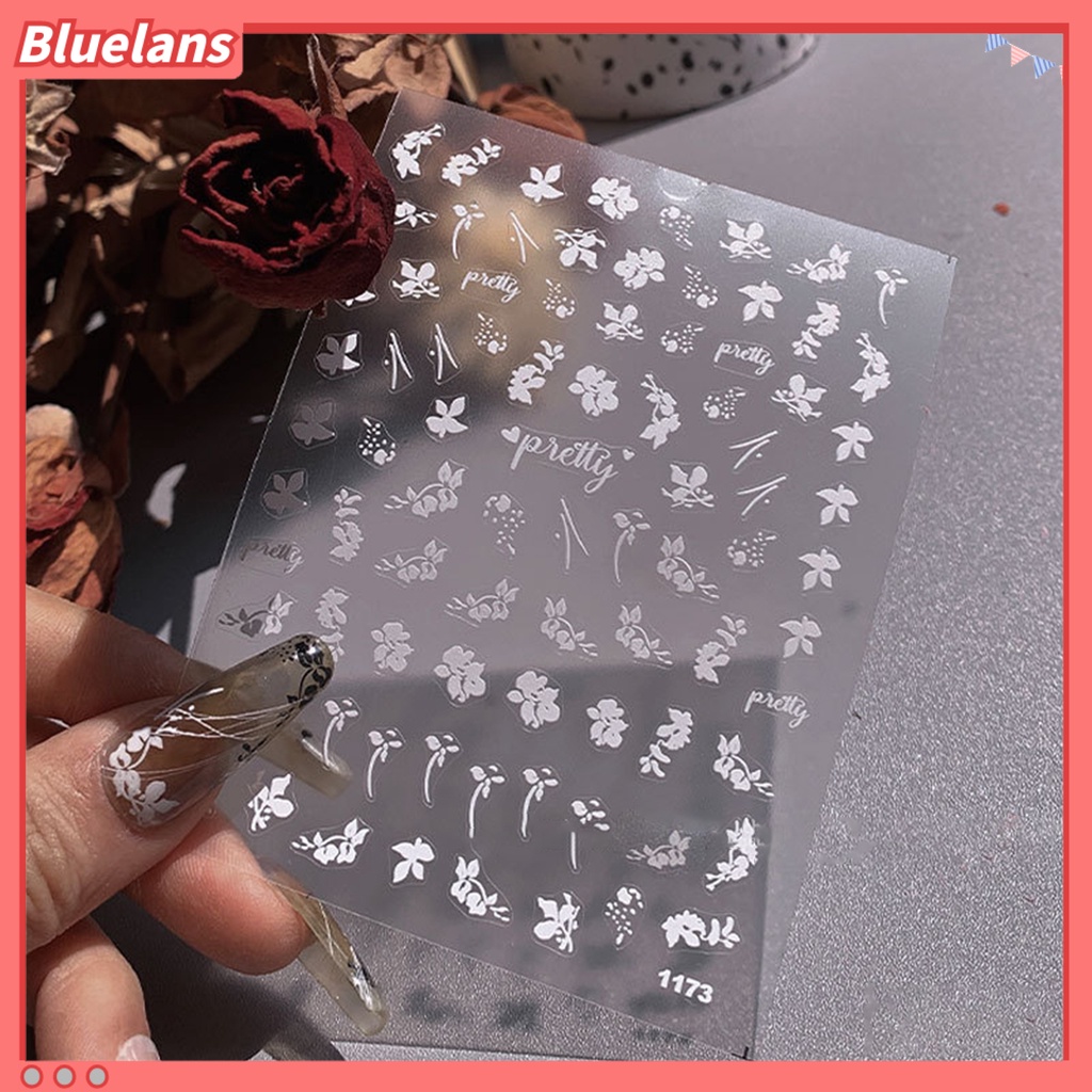 [BLM] 1lembar Manicure Decals Fleksibel DIY Seamless Girls Nailnail Mini Stiker Bunga Untuk Salon