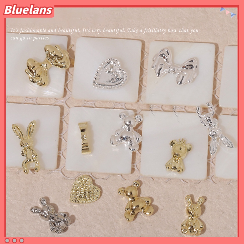 [BLM] 10pcs Hiasan Kuku Gloss Tidak Jatuh Tiga Dimensi DIY Mempesona Efek Visual Jantung Busur Beruang Kelinci Kuku Paduan Dekorasi Kuku Salon Pasokan